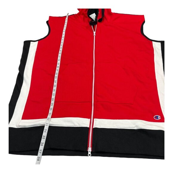 Champion Hooded Vest Mens L/XXL Red Sweatshirt Oversized Streetwear‎ 90s Y2K - Picture 2 of 7
